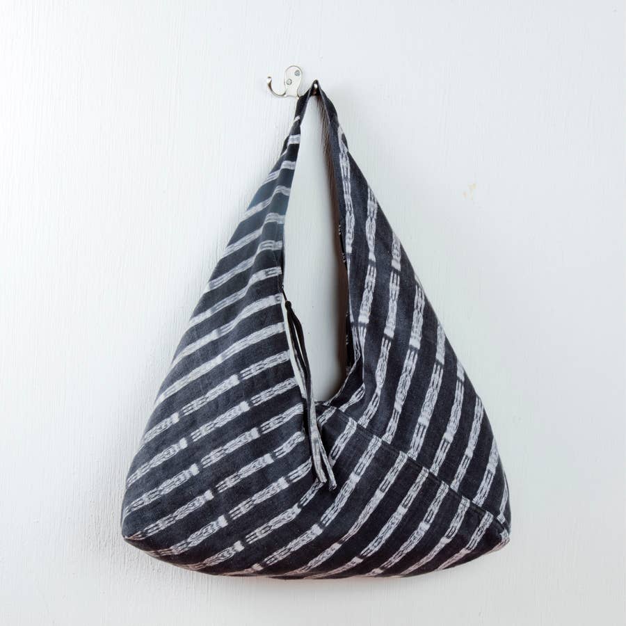 Black-and-White Handwoven Hobo Bag