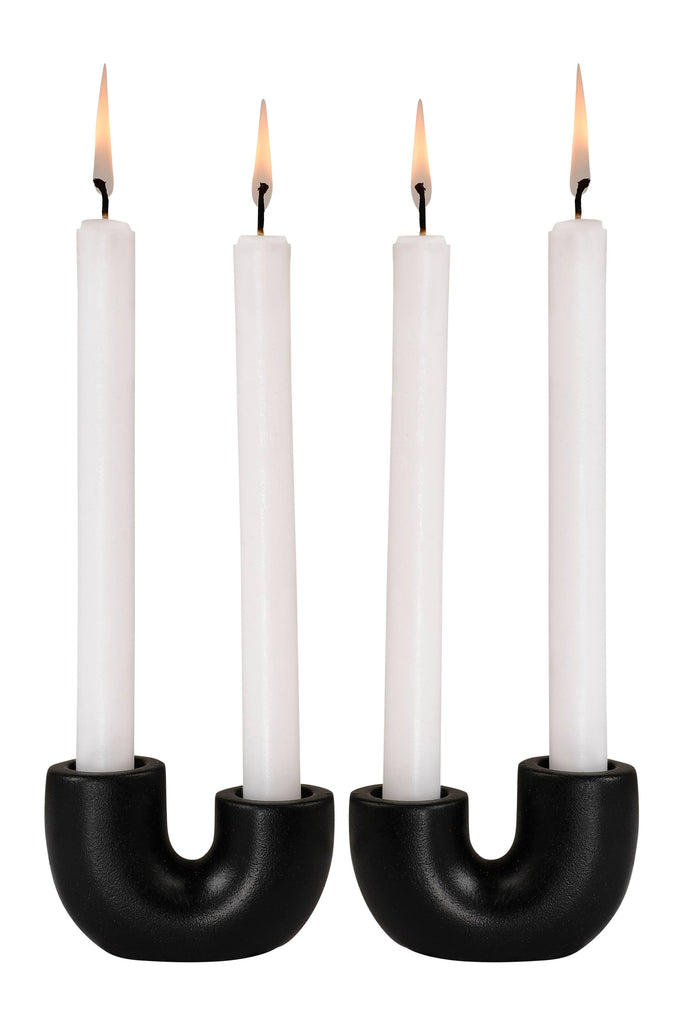 Nordic-Style, U-Shaped Concrete Candle Holder - Black