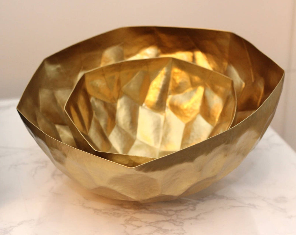 Gold Textured Handmade Decorative Accent Bowl