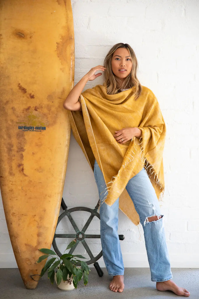 poncho in honey shawls and scarves made in Nepal