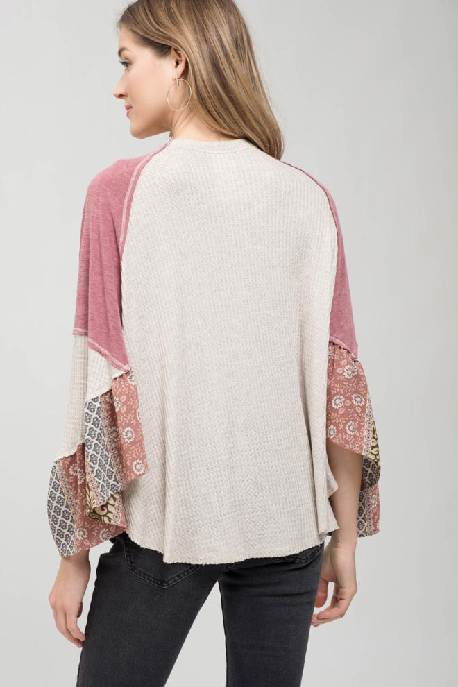 Patchwork Sleeve Blouse