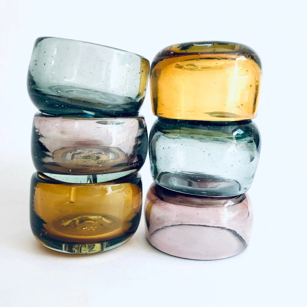 mezcal copitas multicolor glass - set of six, ethically sourced from master blowers in Mexico
