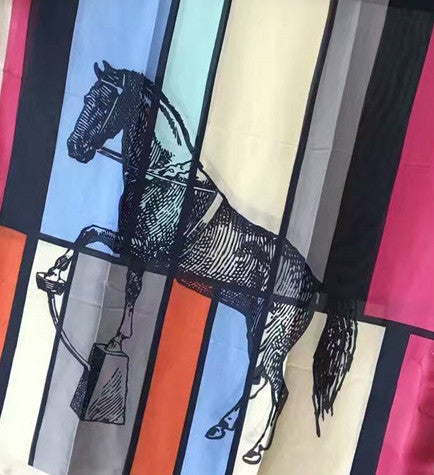 Color Blocks and Horse Sketch Scarf