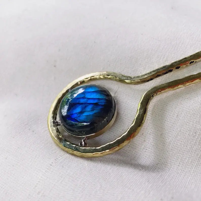 Hair Fork/Pin with Blue Labradorite